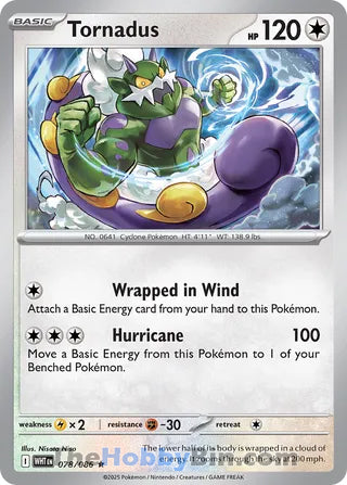 Tornadus #078/086 Rare - White Flare Pokemon card