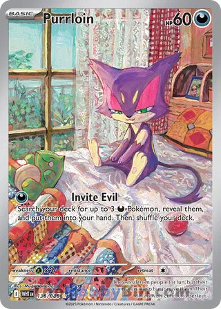 Purrloin #136/086 Illustration Rare - White Flare Pokemon card