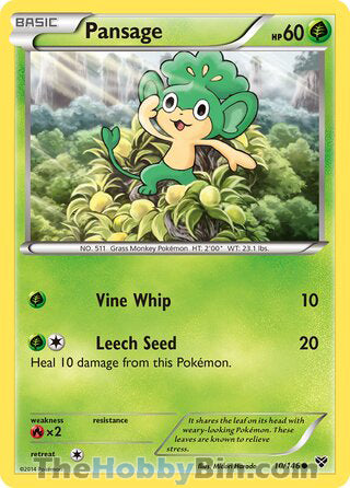 Pansage #10/146 Common - XY Base Set Pokemon card