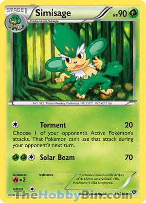 0011 Simisage Rare XY Base Set