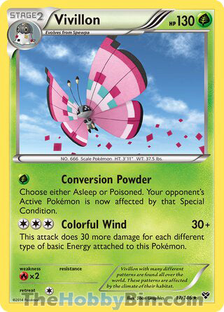 Vivillon #17/146 Holo Rare - XY Base Set Pokemon card