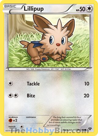 Lillipup #108/146 Common - XY Base Set Pokemon card