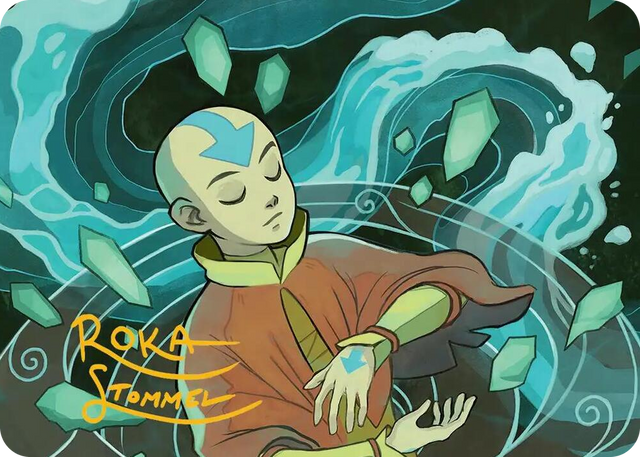 0045 Aang, at the Crossroads Art Card (Gold-Stamped Signature) S Art Series: Avatar: The Last Airbender