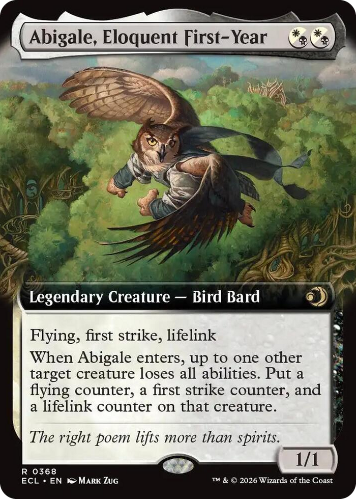 Abigale, Eloquent First-Year (Extended Art) #368 R - Lorwyn Eclipsed Pokemon card