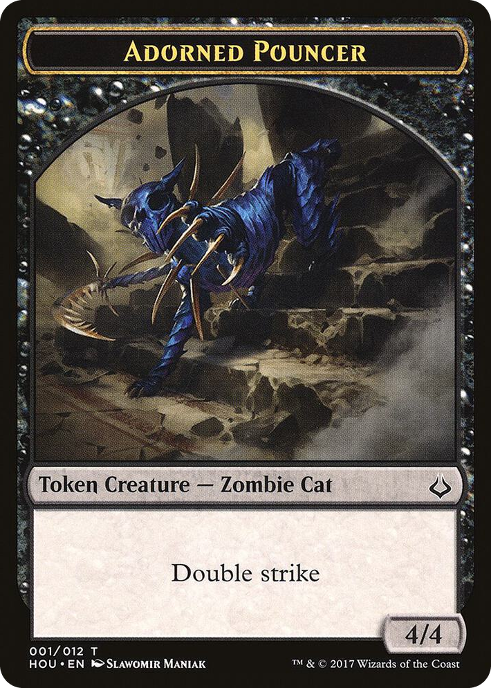 0001 Adorned Pouncer // Warrior Double-Sided Token T Hour of Devastation