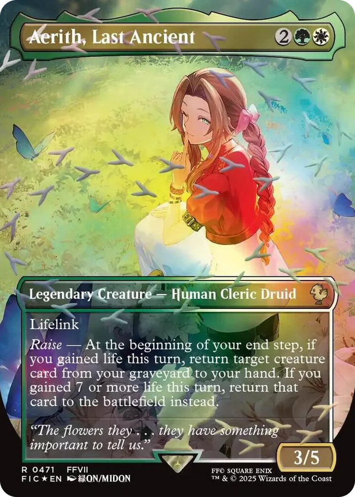 0471 Aerith, Last Ancient (Borderless) (Chocobo Track Foil) R Commander: FINAL FANTASY