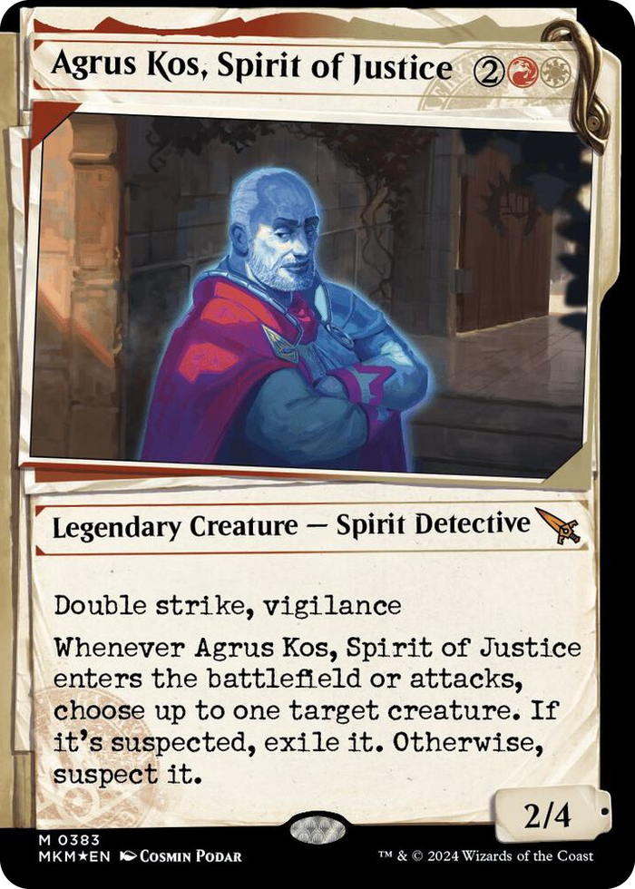 Agrus Kos, Spirit of Justice (Showcase) (Invisible Ink) #383 M - Murders at Karlov Manor Pokemon card