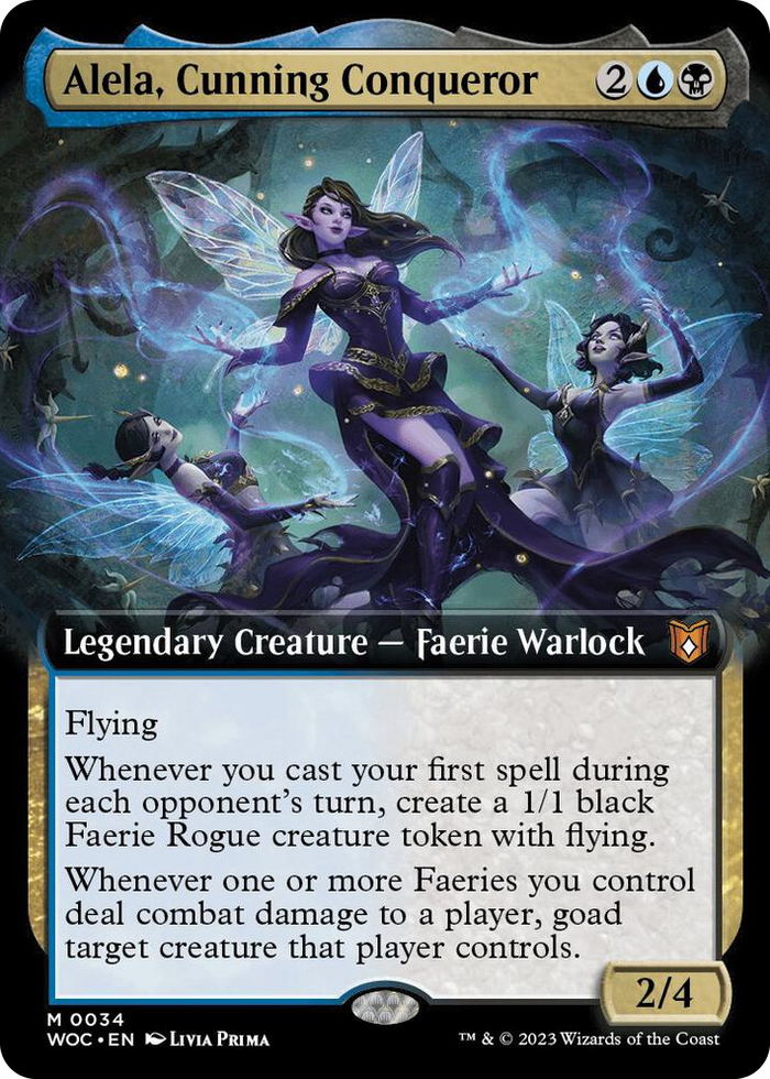 Alela, Cunning Conqueror (Extended Art) #34 M - Commander: Wilds of Eldraine Pokemon card