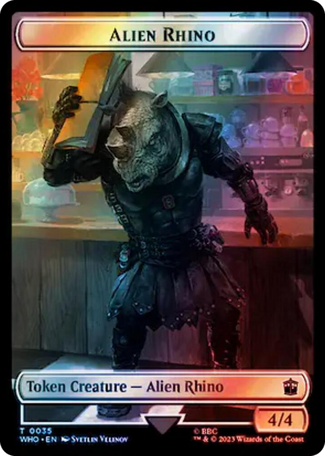 0035 Alien Rhino // Cyberman Double-Sided Token (Surge Foil) T Universes Beyond: Doctor Who