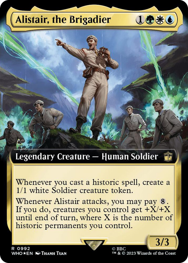 0992 Alistair, the Brigadier (Extended Art) (Surge Foil) R Universes Beyond: Doctor Who