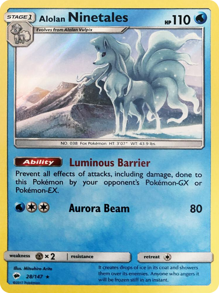 0028 Alolan Ninetales - 28/147 (Water Web Holo) Holo Rare Miscellaneous Cards & Products