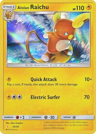 0030 Alolan Raichu (#30 Holofoil) Uncommon SM Trainer Kit: Lycanroc & Alolan Raichu