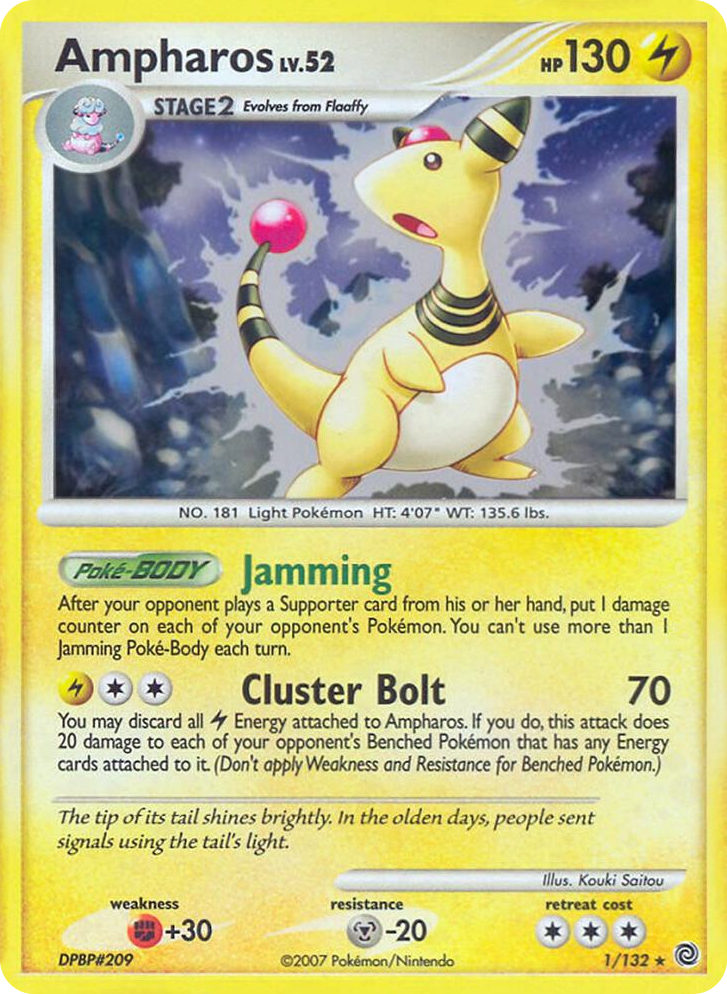 0001 Ampharos - 1/132 (DP Secret Wonders) Rare Deck Exclusives