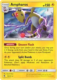0078 Ampharos - 78/214 (SM Lost Thunder) Rare Deck Exclusives