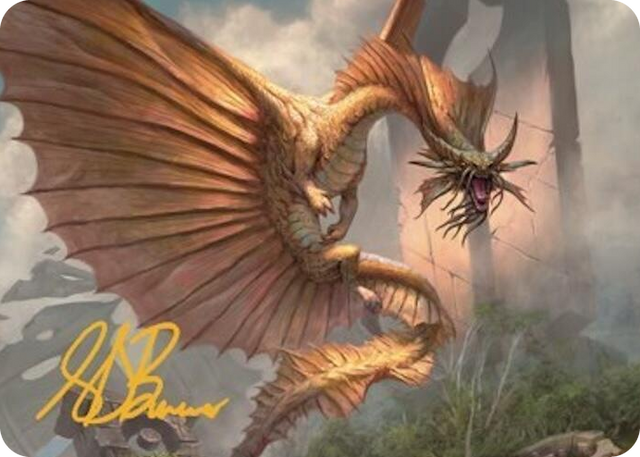 0028 Ancient Gold Dragon Art Card (28/81) (Gold-Stamped Signature) S Art Series: Commander Legends: Battle for Baldur's Gate