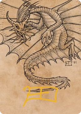0044 Ancient Gold Dragon Art Card (44/81) (Gold-Stamped Signature) S Art Series: Commander Legends: Battle for Baldur's Gate