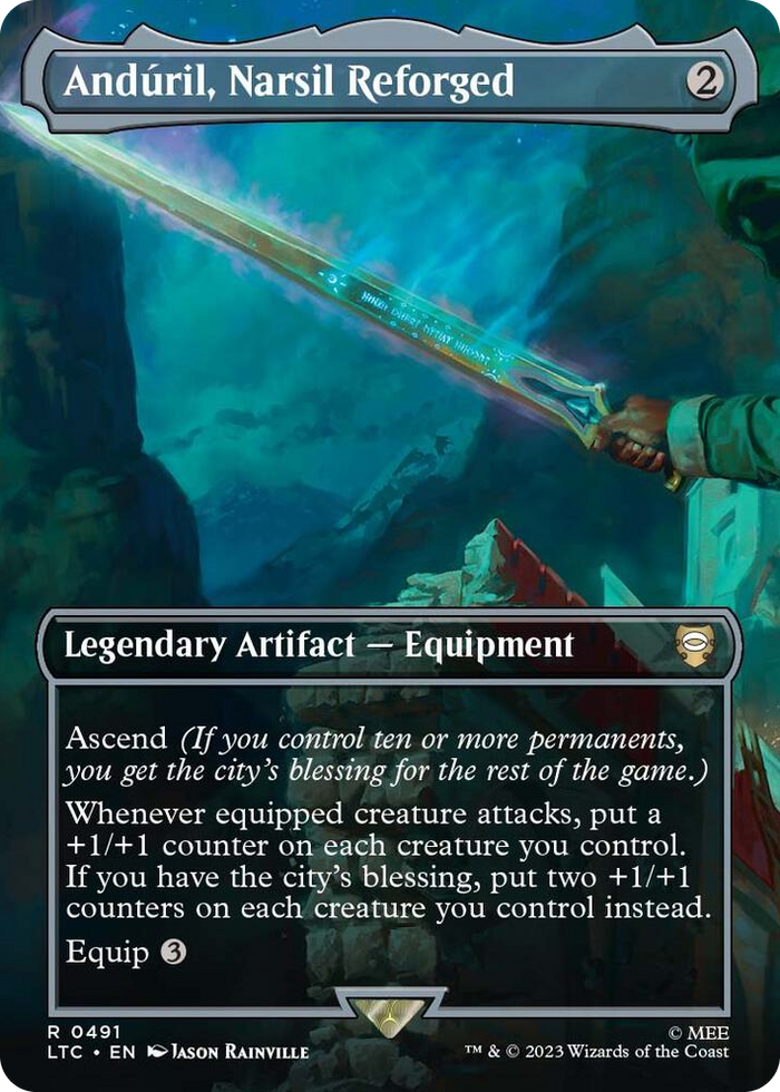 Anduril, Narsil Reforged (Borderless) #491 R - Commander: The Lord of the Rings: Tales of Middle-earth Pokemon card