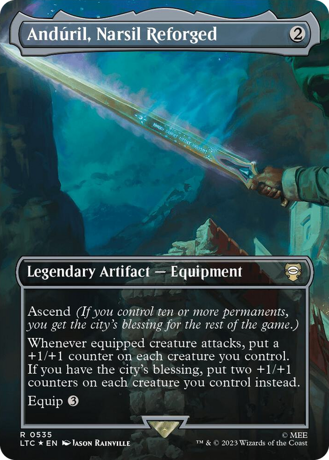 0535 Anduril, Narsil Reforged (Borderless) (Surge Foil) R Commander: The Lord of the Rings: Tales of Middle-earth