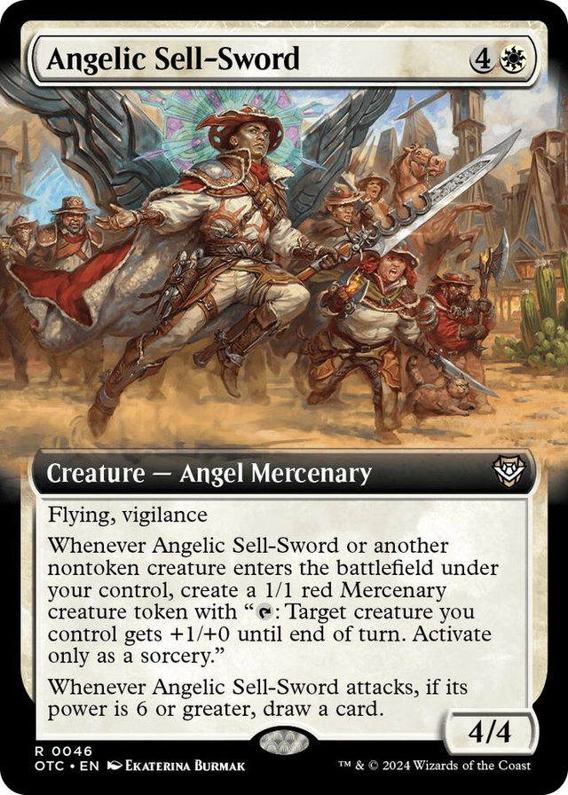 0046 Angelic Sell-Sword (Extended Art) R Commander: Outlaws of Thunder Junction