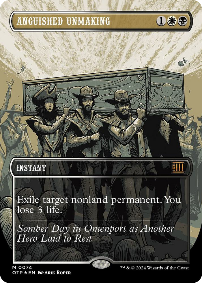 Anguished Unmaking (Textured Foil) #74 M - Outlaws of Thunder Junction: Breaking News Pokemon card