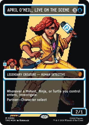 0084 April O'Neil, Live on the Scene (Borderless) (Surge Foil) M Commander: Teenage Mutant Ninja Turtles