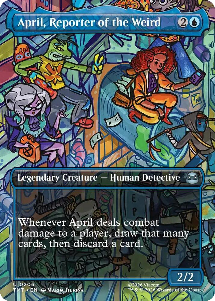April, Reporter of the Weird (Borderless) #206 U - Teenage Mutant Ninja Turtles Pokemon card