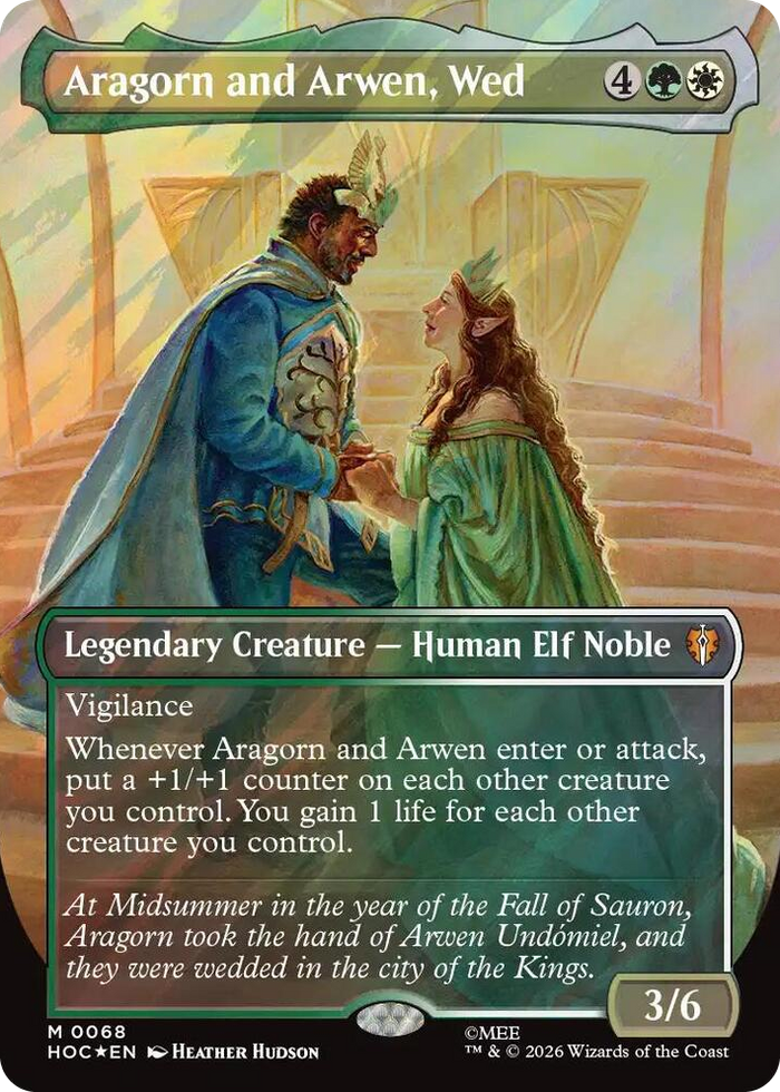 Aragorn and Arwen, Wed (Borderless) (Surge Foil) #68 M - The Hobbit: Eternal-Legal Pokemon card