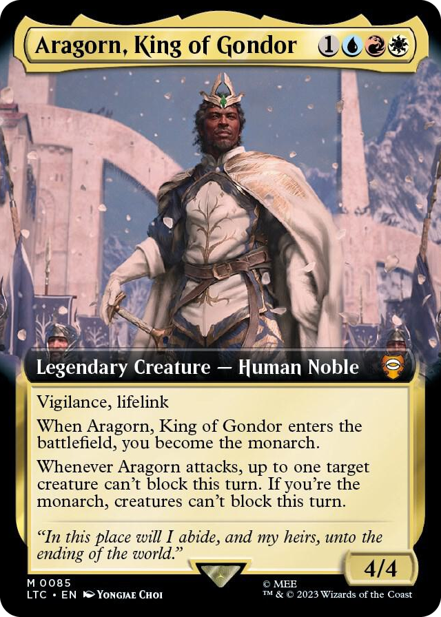 Aragorn, King of Gondor (Extended Art) #85 M - Commander: The Lord of the Rings: Tales of Middle-earth Pokemon card