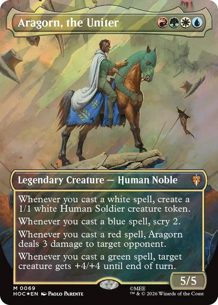 Aragorn, the Uniter (Borderless) (Surge Foil) #69 M - The Hobbit: Eternal-Legal Pokemon card
