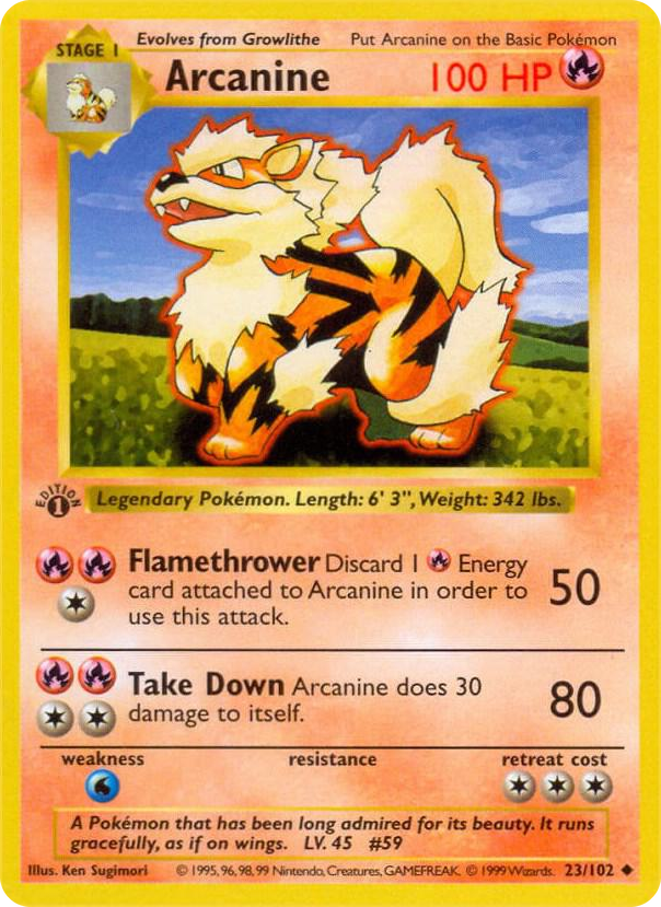 0023 Arcanine Uncommon Base Set (Shadowless)