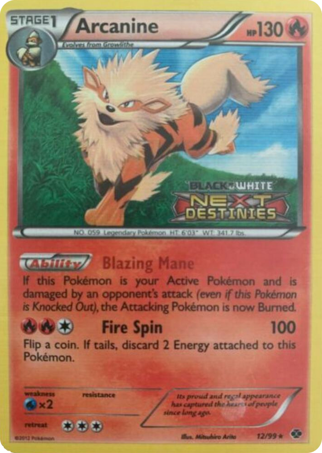 0012 Arcanine - 12/99 (Prerelease) Promo Black and White Promos