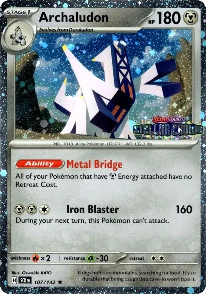 0107 Archaludon - 107/142 (Cosmos Holo) (Stellar Crown Stamp) Rare Miscellaneous Cards & Products