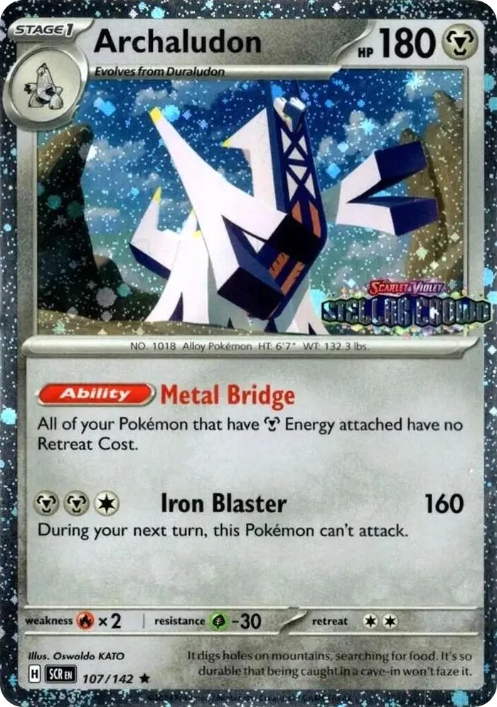 0107 Archaludon - 107/142 (Cosmos Holo) (Stellar Crown Stamp) Rare Miscellaneous Cards & Products