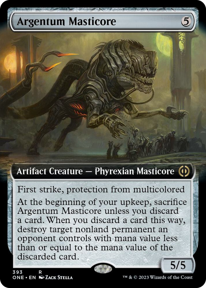 Argentum Masticore (Extended Art) #393 R - Phyrexia: All Will Be One Pokemon card