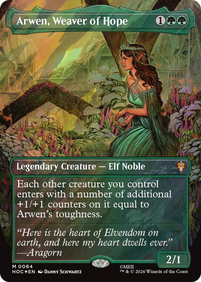 Arwen, Weaver of Hope (Borderless) (Surge Foil) #64 M - The Hobbit: Eternal-Legal Pokemon card