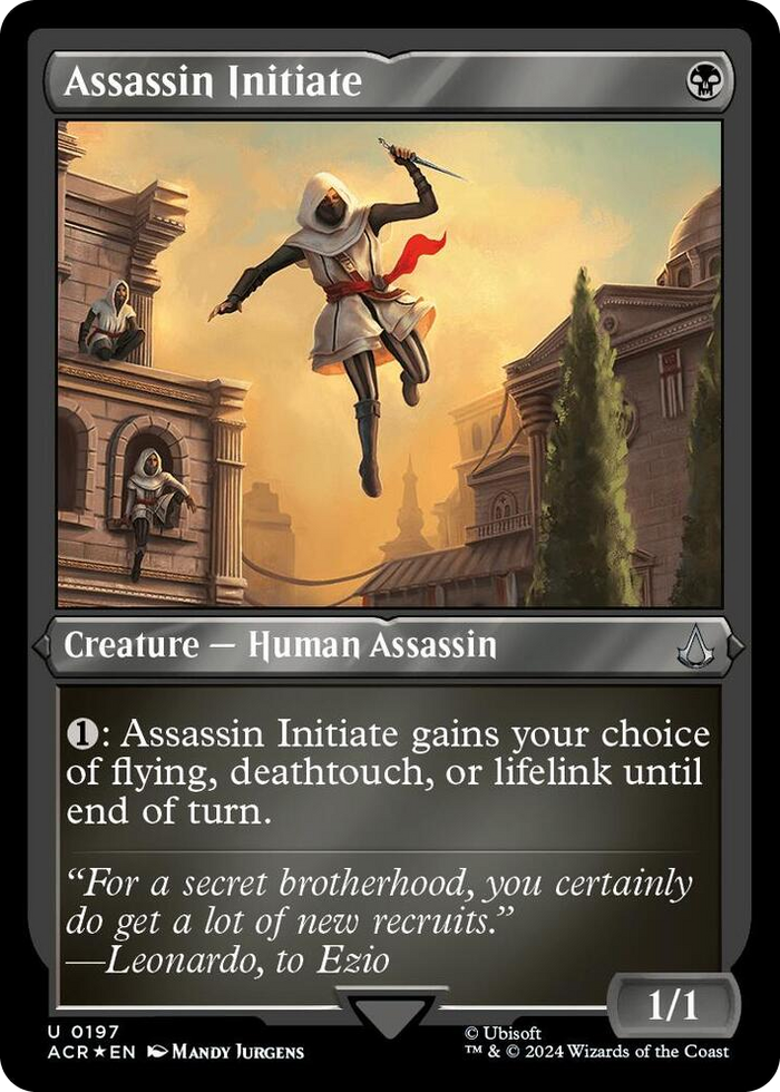 Assassin Initiate (Foil Etched) #197 U - Universes Beyond: Assassin's Creed Pokemon card