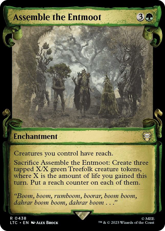 Assemble the Entmoot (Showcase Scrolls) #438 R - Commander: The Lord of the Rings: Tales of Middle-earth Pokemon card