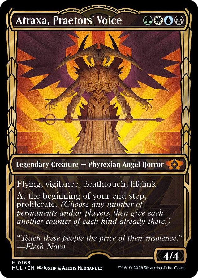 Atraxa, Praetors' Voice (Halo Foil) #163 M - March of the Machine: Multiverse Legends Pokemon card