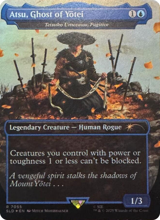Atsu, Ghost of Yotei - Tetsuko Umezawa, Fugitive (Rainbow Foil) #7055 R - Secret Lair Drop Series Pokemon card