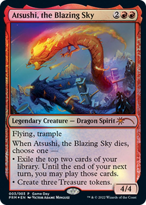 0003 Atsushi, the Blazing Sky P Game Day & Store Championship Promos