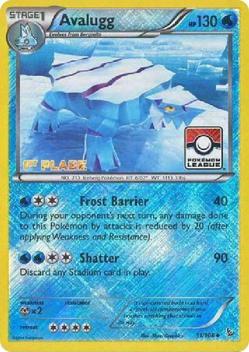 0031 Avalugg - 31/106 (Pokemon League) [1st Place] Promo League & Championship Cards