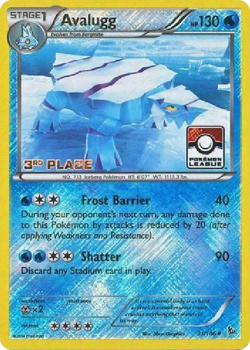 0031 Avalugg - 31/106 (Pokemon League) [3rd Place] Promo League & Championship Cards
