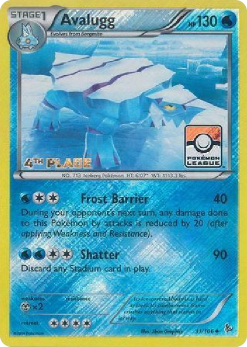 0031 Avalugg - 31/106 (Pokemon League) [4th Place] Promo League & Championship Cards