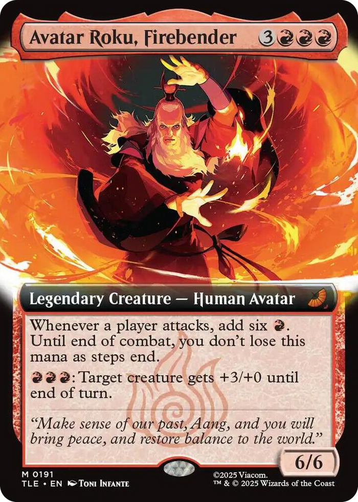 Avatar Roku, Firebender (Extended Art) #191 M - The Last Airbender: Eternal-Legal Pokemon card