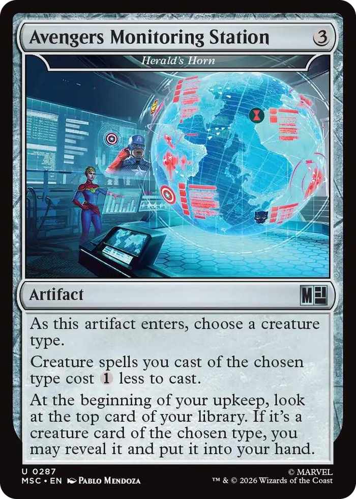 Avengers Monitoring Station - Herald's Horn #287 U - Commander: Marvel Super Heroes Pokemon card