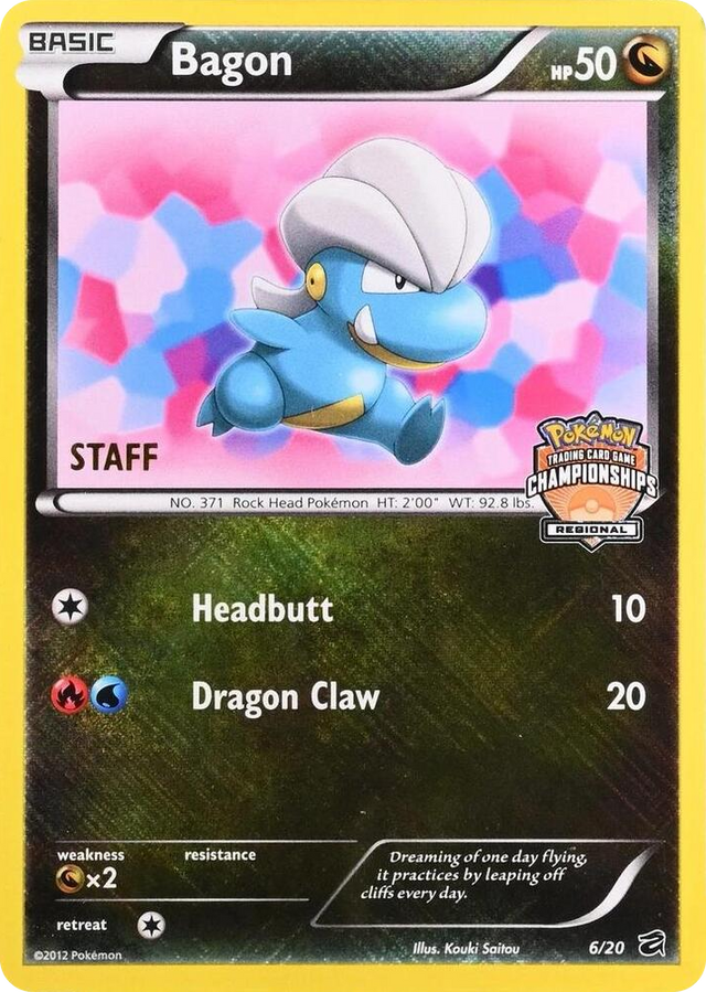 0006 Bagon - 6/20 (Regional Championships) [Staff] Promo League & Championship Cards