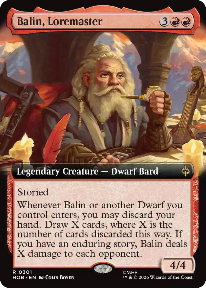 Balin, Loremaster (Extended Art) #301 R - The Hobbit Pokemon card