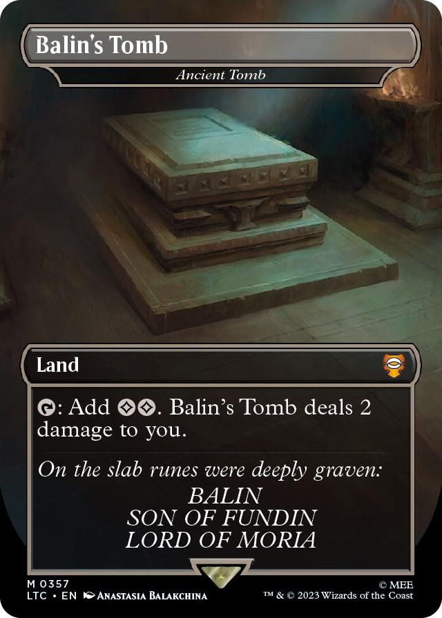 Balin's Tomb - Ancient Tomb (Borderless) #357 M - Commander: The Lord of the Rings: Tales of Middle-earth Pokemon card