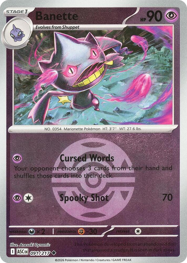 0091 Banette - 091/217 (Dusk Ball) Uncommon Ascended Heroes