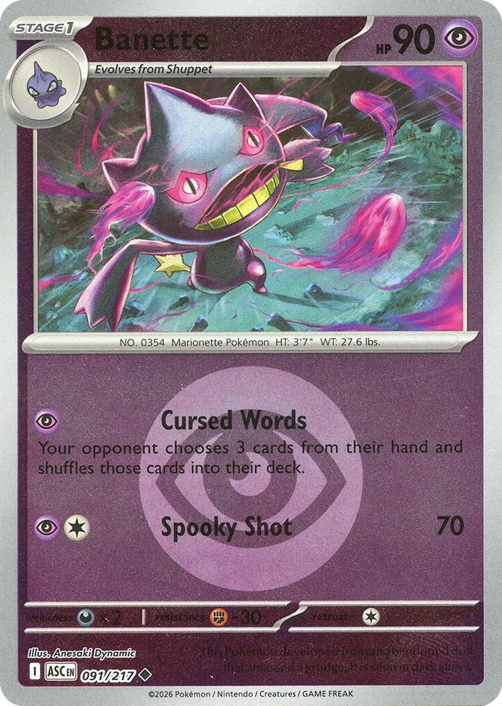 0091 Banette - 091/217 (Energy Symbol Pattern) Uncommon Ascended Heroes